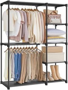 Freestanding Wardrobe, Foldable Closet, Coat Rack with Clothes Rails