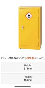 1 Shelf Premium Hazardous Cabinet HxWxD mm: 915x459x459