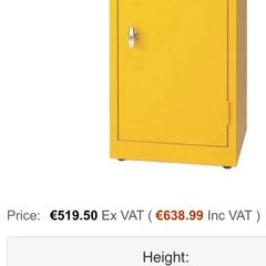 1 Shelf Premium Hazardous Cabinet HxWxD mm: 915x459x459