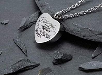 Urn necklace Your wings were ready but my heart were not