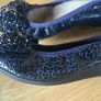 Navy Low Wedge Ballerina Shoes Image 6