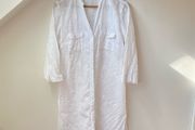 Monsoon White 100% Linen Embroidered Shirt Dress / Beach Tunic