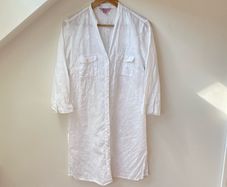 Monsoon White 100% Linen Embroidered Shirt Dress / Beach Tunic