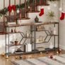 Entryway Table, 5-Tier Console Table, Industrial Narrow Entrance Table, 80cm Behind Couch Table, Sturdy Metal Frame, for Living Room, Entrance, Hallway, Rustic Brown and Black Image 4