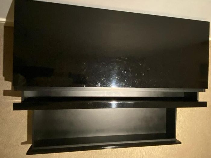 Solid Wood Black Metalic TV Unit with Storage