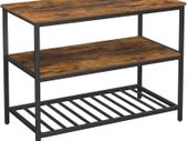 _Standing shelf, 120 x 60 x 90 cm, kitchen island with large worktop, dining table, kitchen shelf with 3 shelves, sturdy metal frame, vintage brown-black