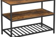 _Standing shelf, 120 x 60 x 90 cm, kitchen island with large worktop, dining table, kitchen shelf with 3 shelves, sturdy metal frame, vintage brown-black