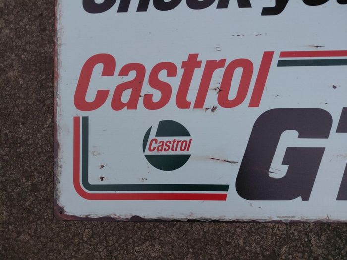 Large Vintage Style Castrol Oil GTX Metal Sign