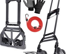 Folding Hand Truck Aluminium, Heavy Duty Hand Truck Foldable Trolley on Wheels, Multi Purpose Sack Truck Moving Trolley, 80kg