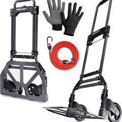 Folding Hand Truck Aluminium, Heavy Duty Hand Truck Foldable Trolley on Wheels, Multi Purpose Sack Truck Moving Trolley, 80kg