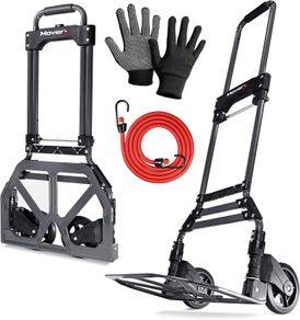 Folding Hand Truck Aluminium, Heavy Duty Hand Truck Foldable Trolley on Wheels, Multi Purpose Sack Truck Moving Trolley, 80kg