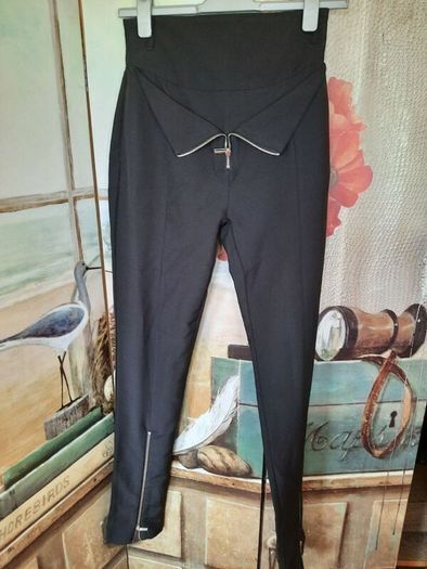 Maniere De Voir Black High Rise Slim Fit Pants UK 10