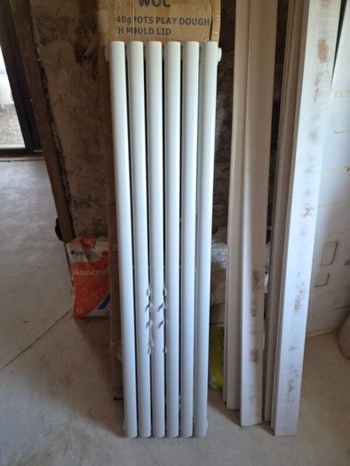 New White Vertical Double Radiator 1500 x 370mm With Mounting Brackets