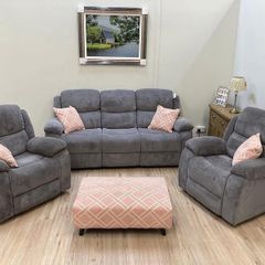 Judy grey fabric recliner sofa sets