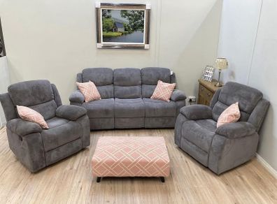 Judy grey fabric recliner sofa sets