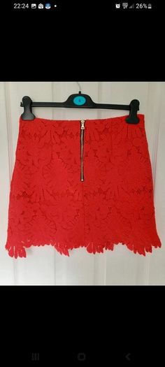 Ladies River Island Red Lace Mini Skirt Size 10