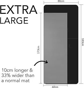 Large Exercise Mat - Extra Wide & Extra Thick Yoga Mat for Men & Women (183cm x 80cm x 10mm) - TPE Fitness Non Slip Gym Mat for Home HIIT Workouts, Pilates, Gymnastics