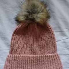 Dusty pink ladies beanie winter hat