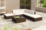6 Piece Garden Lounge Set with Cushions Poly Rattan Brown
