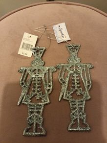 2 x silver/blue hanging nutcracker christmas decorations