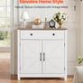 Coffee Bar Cabinet Farmhouse Coffee Bar Table with Drawer, Buffet Stand Cabinet with 2 Barn Door, Sideboard Buffet Station for Living Room Image 2