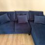 Navy velvet 3 seater Sofa Image 2