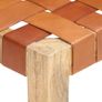 Bench 150 cm Brown Real Leather and Solid Mango Wood Image 4
