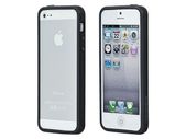 Hard Plastic Rubber Bumper Case with Metal Buttons for Apple Iphone 5 (Black) Free Screen Protector Front Back