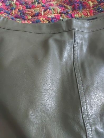 Green leather skirt