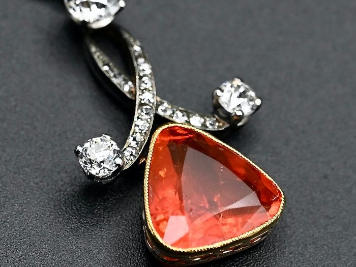 Antique Edwardian Fire Opal & Diamond Necklace