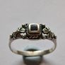 Vintage Sterling Silver Black Stone Floral Ring UK J/K EU 50 Image 10