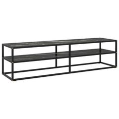 TV Cabinet Black with Black Marble Glass 160x40x40 cm