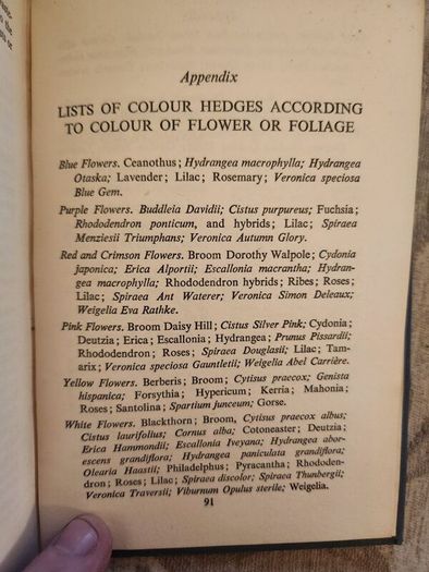 Colour Hedges. By J.l. Beddal.n.d.h. Published By The Gardening  Book Club London. First Editions  1953. Hardback In Good Condition. 36.
