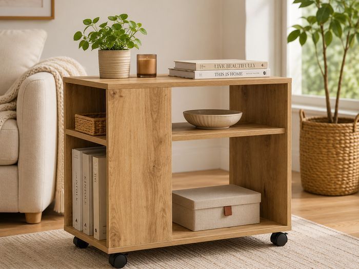 Side Table Cabinet Rolling Wheels