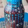 Hand Painted Blue and Brown Floral Bottle Image 2