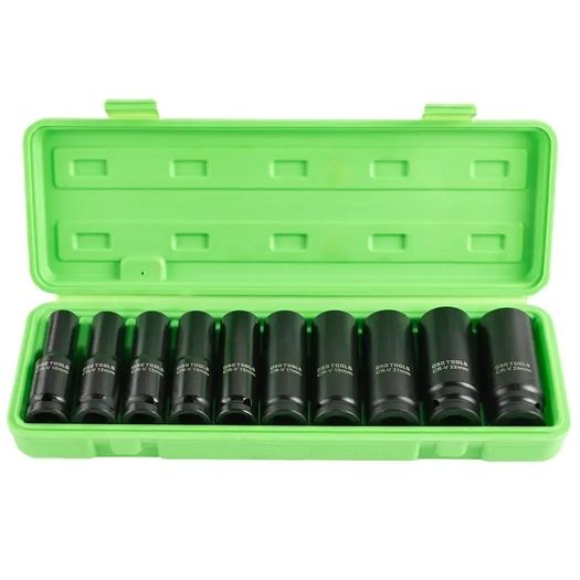 DSD TOOLS 10pc 1/2-Inch DR Deep Impact Sockets Metric