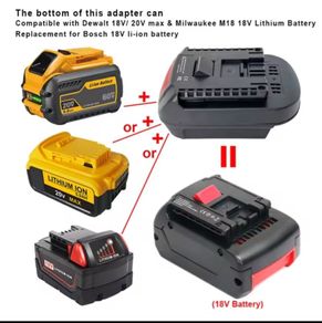 Adapter Converter for Dewalt 20V for Milwaukee 18V Li-ion Battery Converted To for Bosch 18V Lithium-ion Power Tool Use