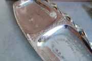 Vintage Retro Chrome Plated Rectangular Serving Dish With Handle