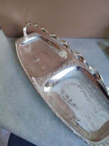 Vintage Retro Chrome Plated Rectangular Serving Dish With Handle