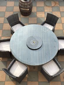 6 Seater Round Rattan Furniture Table & Chairs
