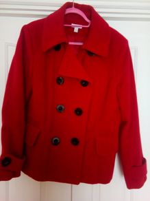 Red wool short  coat double breasted. 16