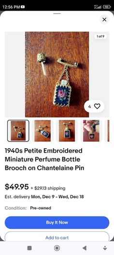 Vintage perfume bottle brooch