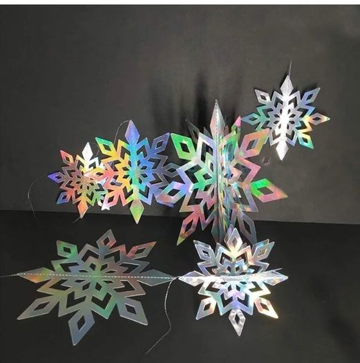 6pcs Gold Festive Hanging Snowflake Decorations - Perfect for Christmas, Birthdays, and Any Celebration