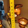 SET OF 2 Partylite Floral Tea Lights In Amber glass holder Tree W/ WHITE AND Yellow Flowers. Image 5