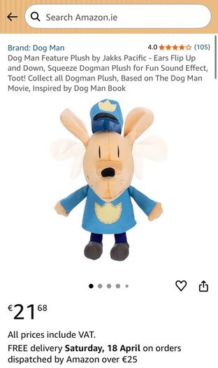 Brand New Unopened Dog Man Plush Toy