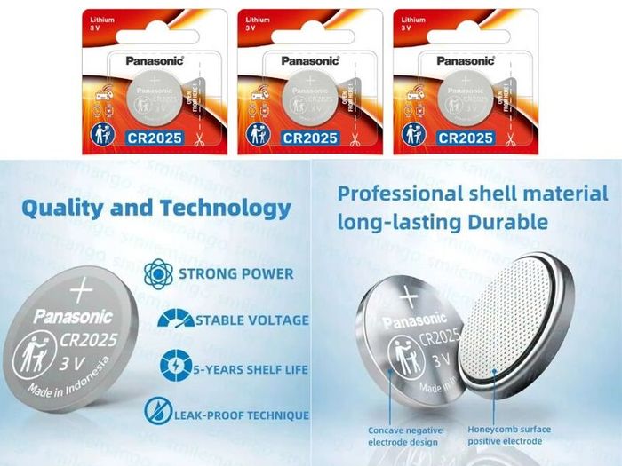 Panasonic CR2025 Lithium Coin Cell Batteries | 3V | 5 Pack | Brand New