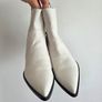 Zara Off White Leather Western Ankle Boots Size 37 EU Image 3