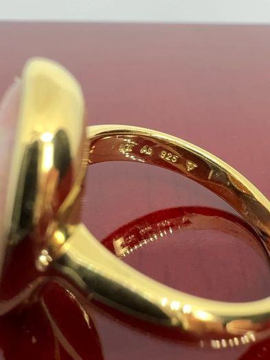 Opal Stunning Terra Opalis Gold Plated Silver Ring Padparadscha Glow