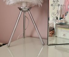 Beautiful white feather shade bedroom lamp