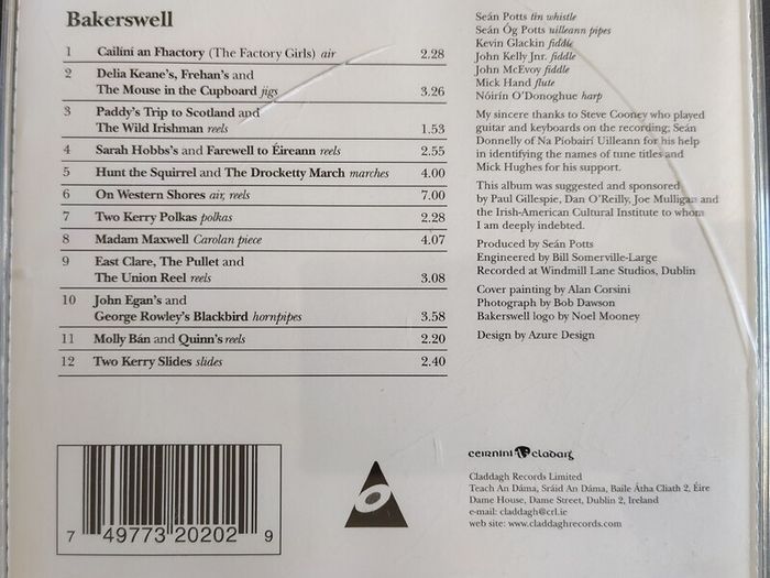 Bakerswell - Bakerswell CD (1988) RARE OUT OF PRINT Trad Folk Claddagh Records CCF20CD EX+